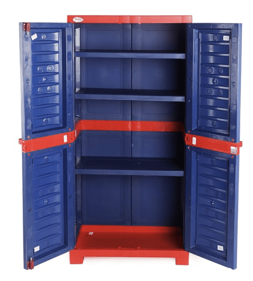Supreme Fusion Multi Purpose Plastic Cupboard for Home (Medium Size, Coke Red & Blue) - Image 4